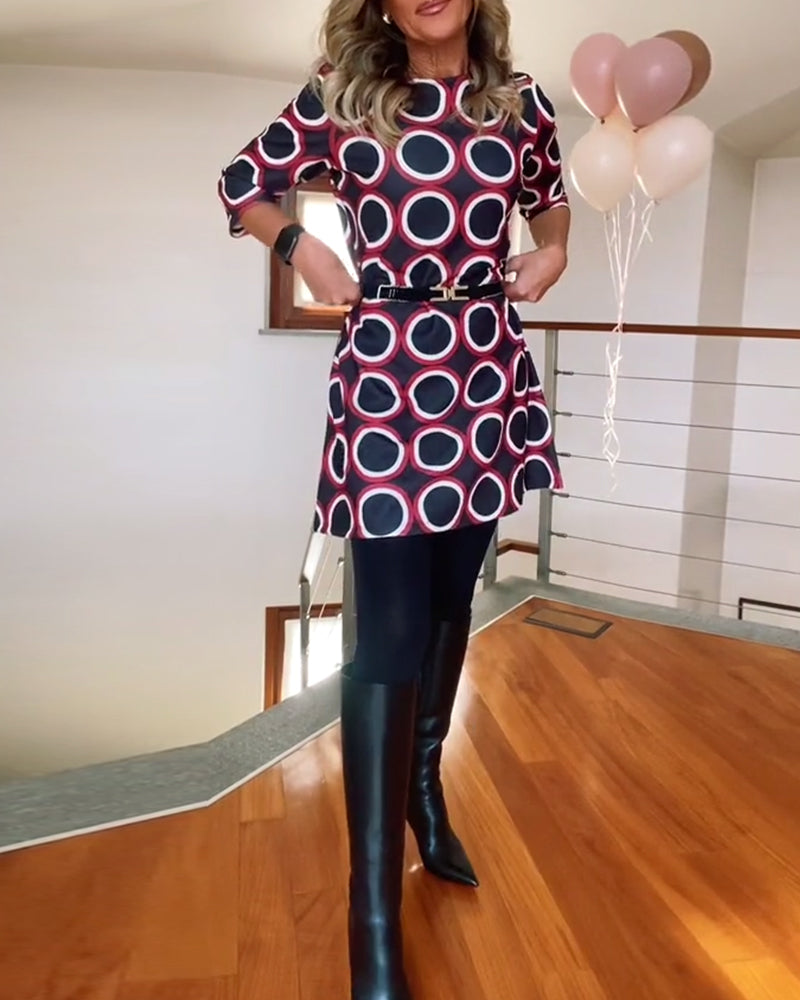 Eugénie™ - Robe Imprimée Élégance Automnale