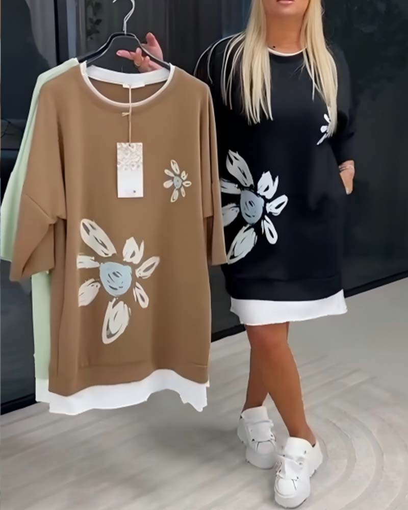 Ravessa™ - Robe Décontractée Style Sweat À Motif Floral