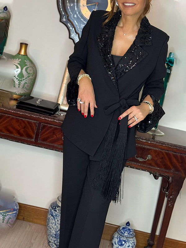 Dorinelle™ - Ensemble Chic Blazer et Pantalon à Sequins