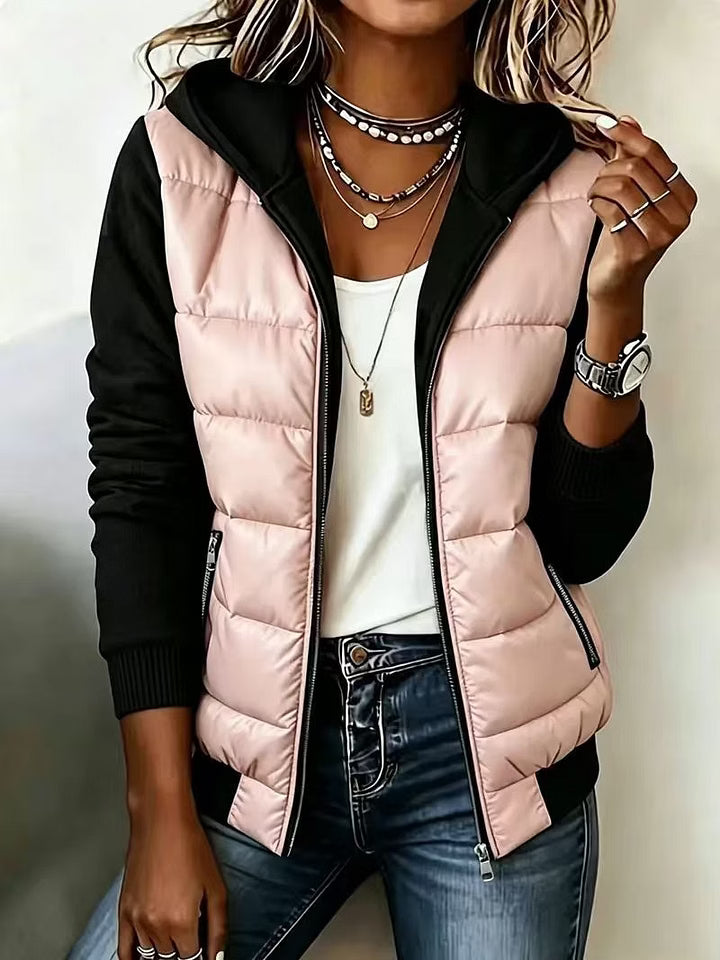 Roosje - Veste matelassée femme à capuche et manches longues bicolores