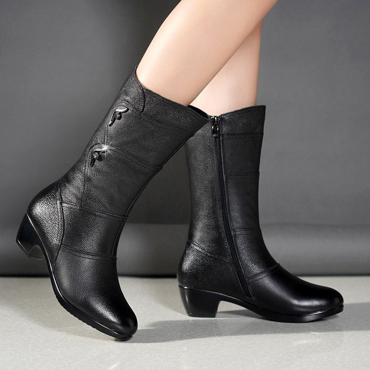 Dorelline™ - Bottines Mi-Mollet à Talon Épais pour Femme