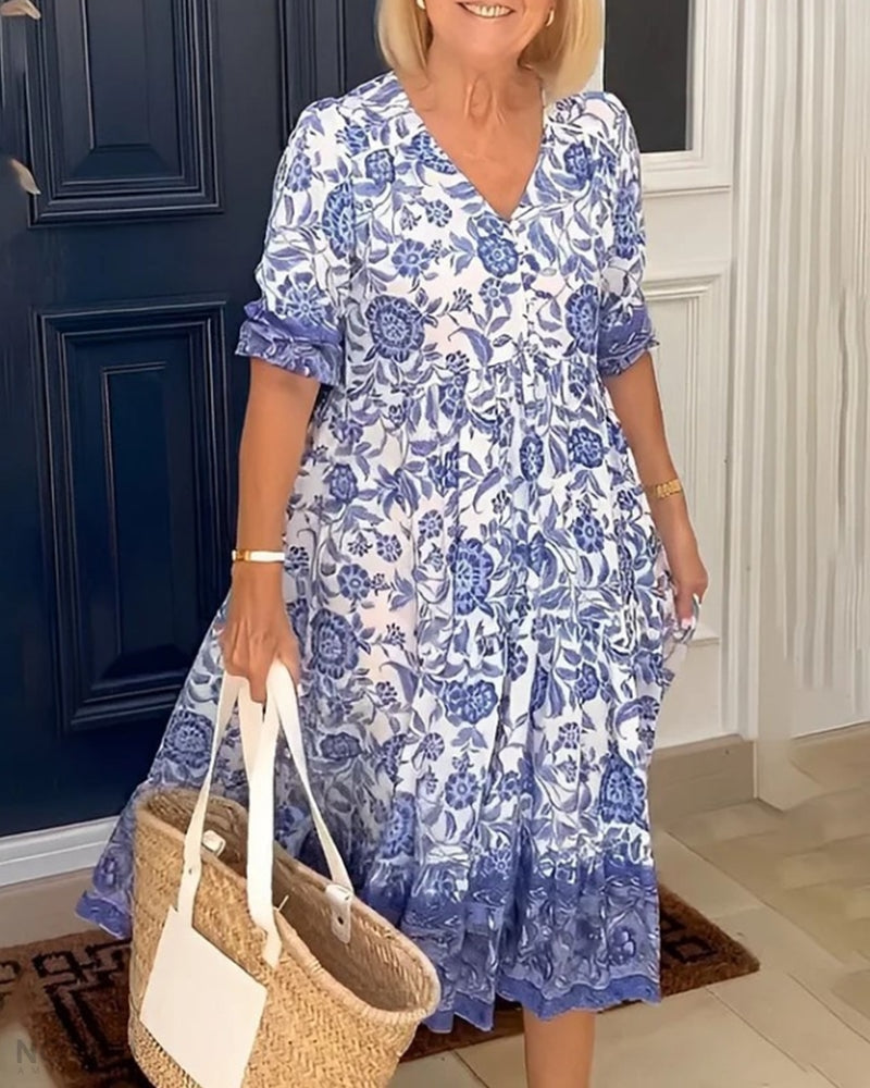 Aude™ - Robe élégante à fleurs avec décolleté en V