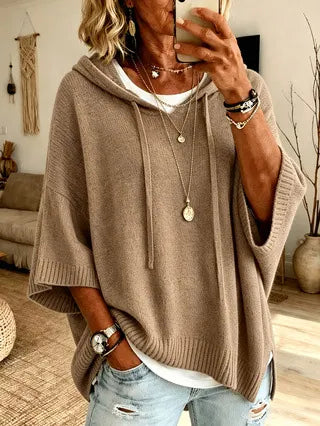 Vérène - Pull à capuche femme oversize en maille douce