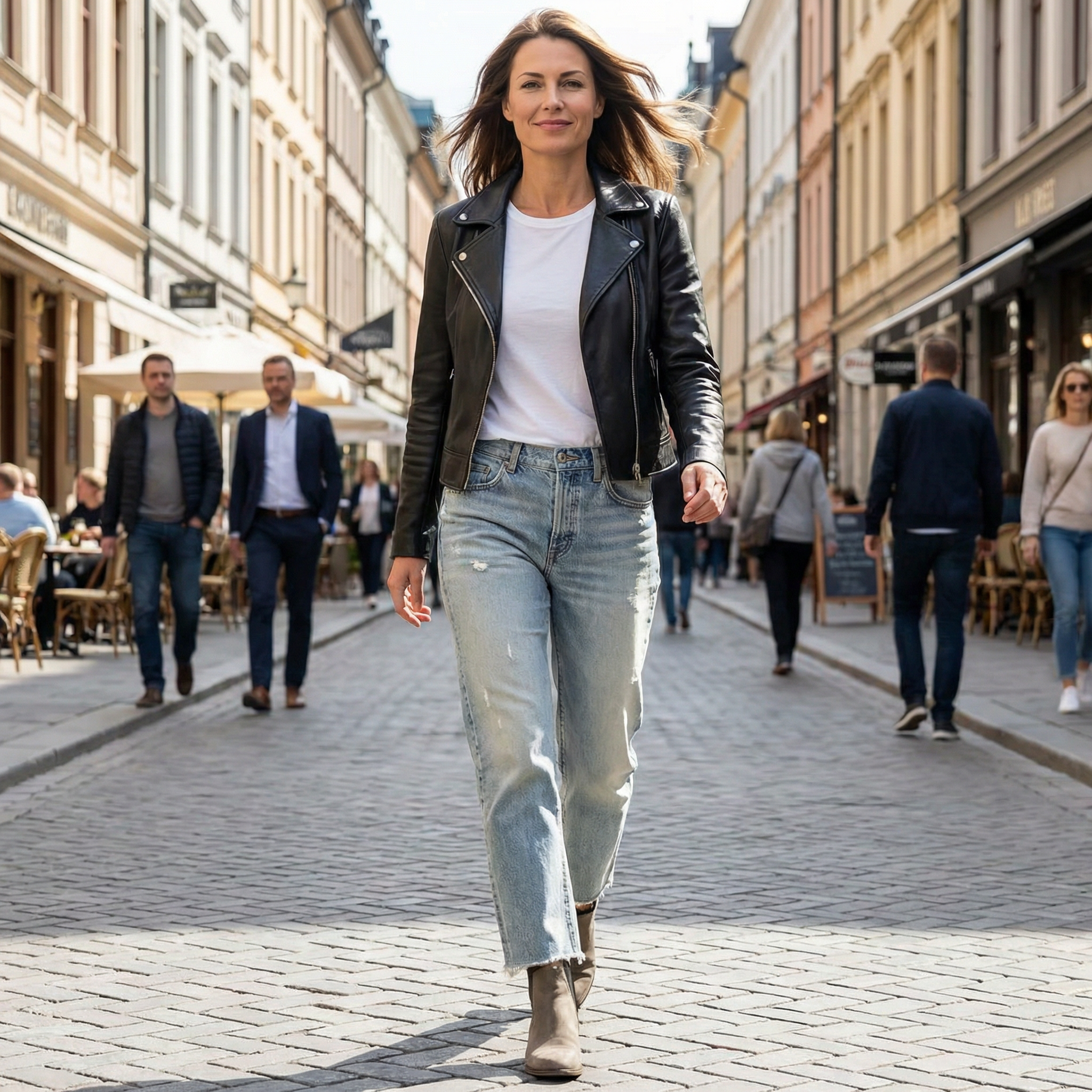 Cazira™ - Jean Femme Coupe Droite Cropped Denim Confort Moderne