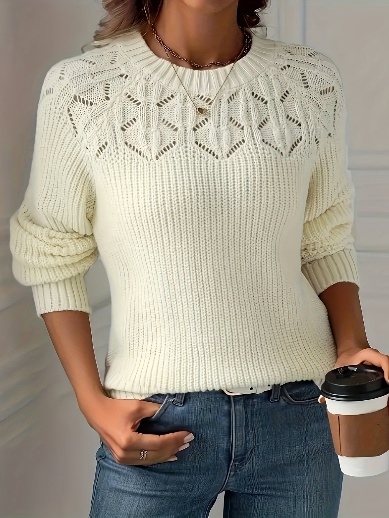 Joravelisse - Pull Tricot Élégant à Manches Longues