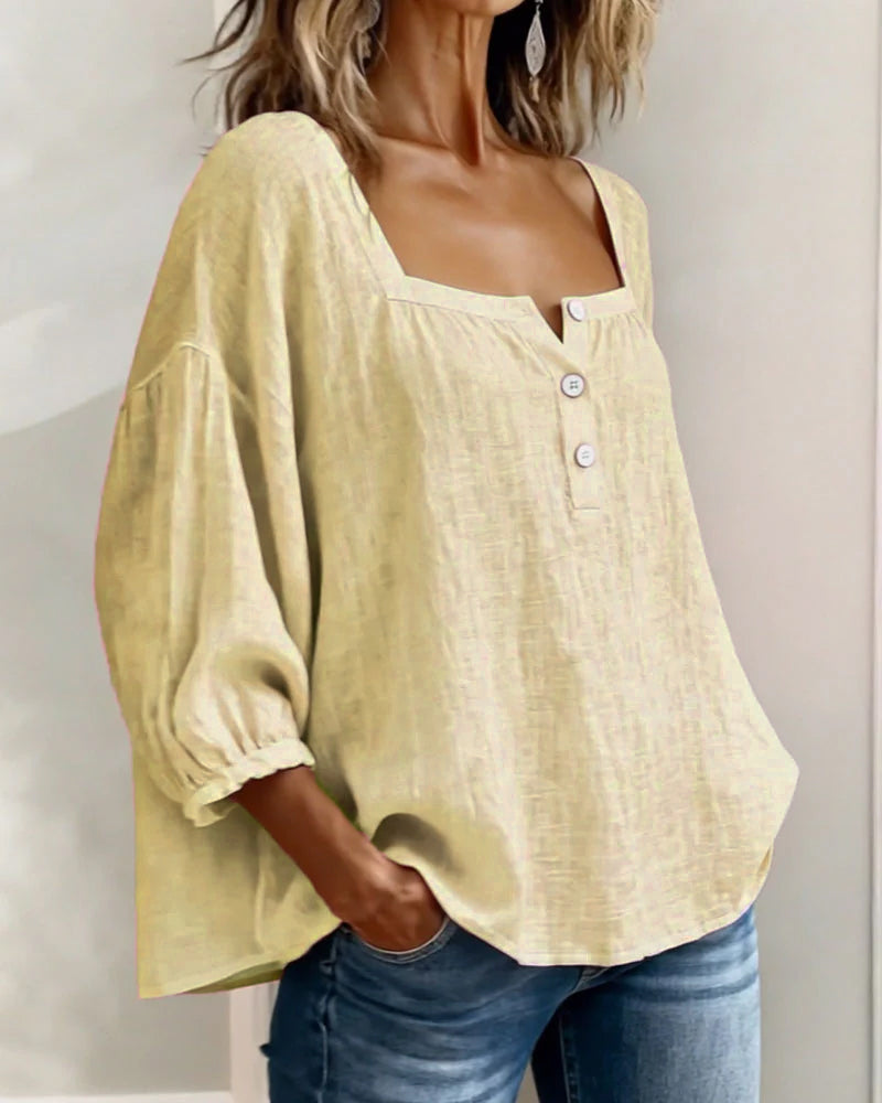 Glyressa™ - Blouse Femme Élégante à Col Carré