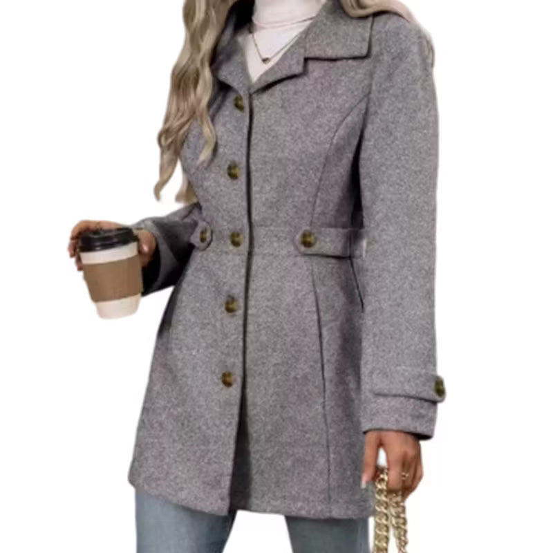 Wilma - Manteau cintré femme à boutons et col à revers élégant