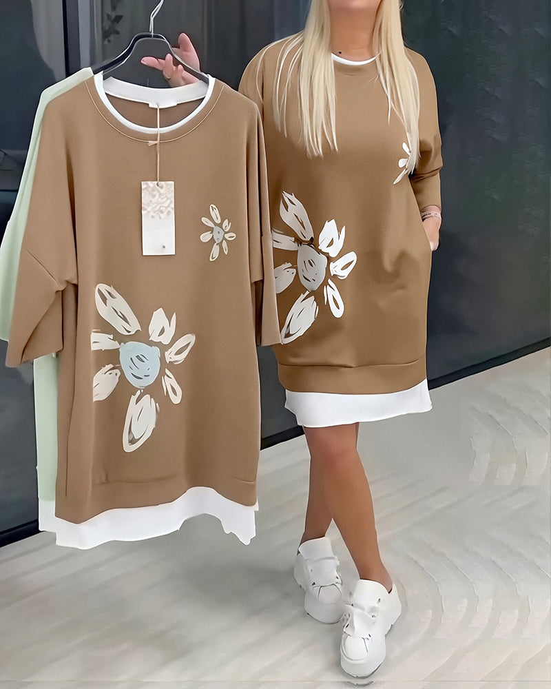 Ravessa™ - Robe Décontractée Style Sweat À Motif Floral