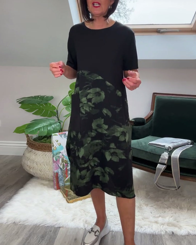 Fien™ - Robe Décontractée Patchwork à Imprimé Fleuri
