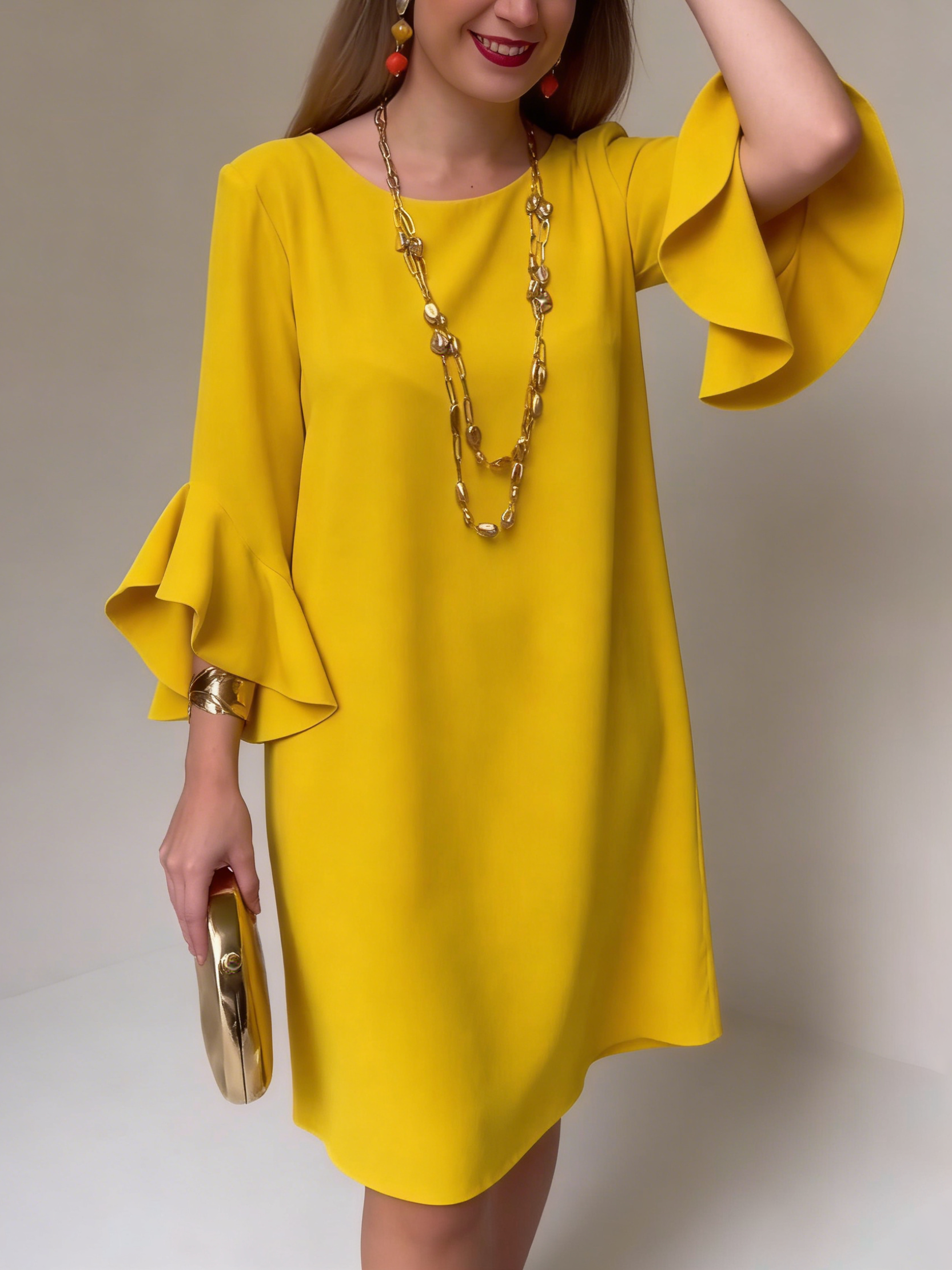 Eryza™ - Robe Femme Fluide Manches à Volants Coupe Confort Style Élégant