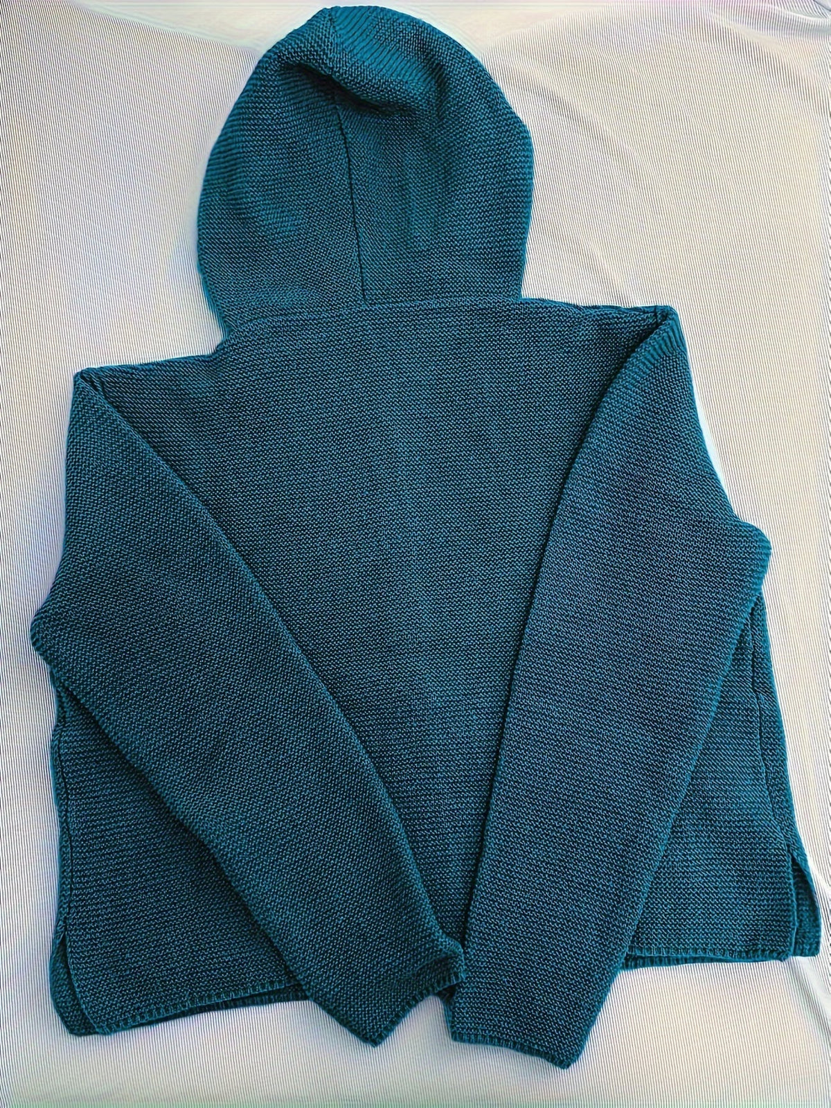 Maëline - Cardigan femme en grosse maille à capuche et boutons