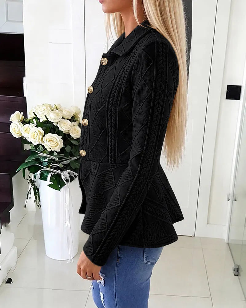 Geeske - Cardigan femme à motif chevron et argyle avec col rabattu
