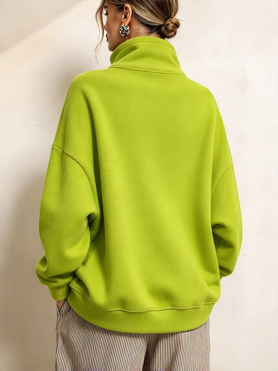 Janine - Sweat femme à col montant zippé et ourlet asymétrique