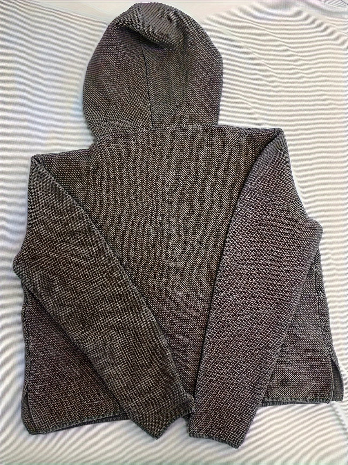 Maëline - Cardigan femme en grosse maille à capuche et boutons