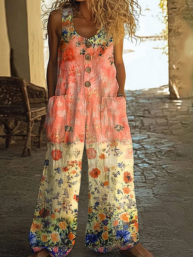 Lunelle™ - Combinaison Vintage pour Femme avec Motif Floral en Patchwork