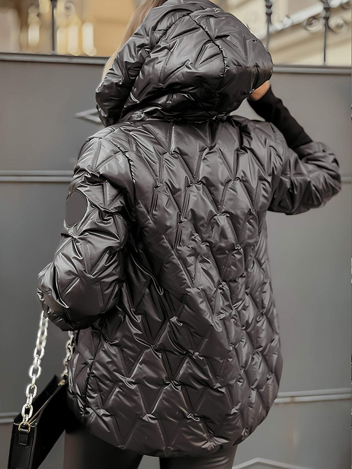 Liselore - Veste femme matelassée à capuche avec motif diamant