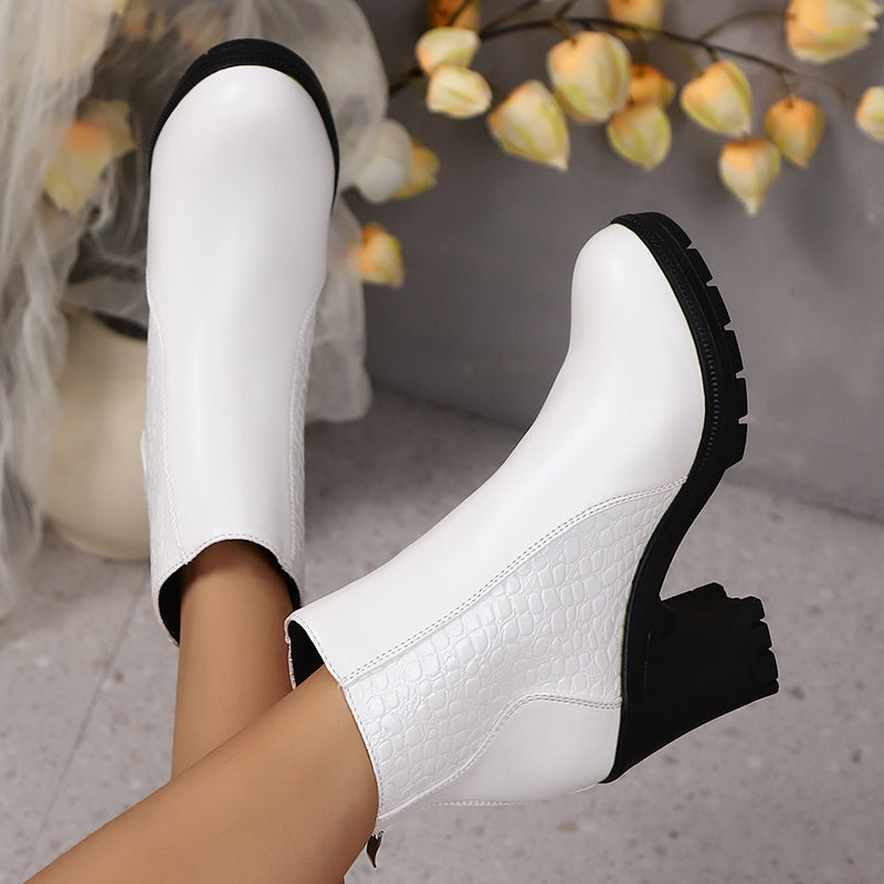 Belyssa™ - Bottines À Talon Épais En Cuir Véritable Élégant