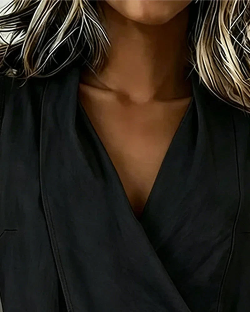 Sylethra™ - Top femme cache-cœur asymétrique sans manches été léger