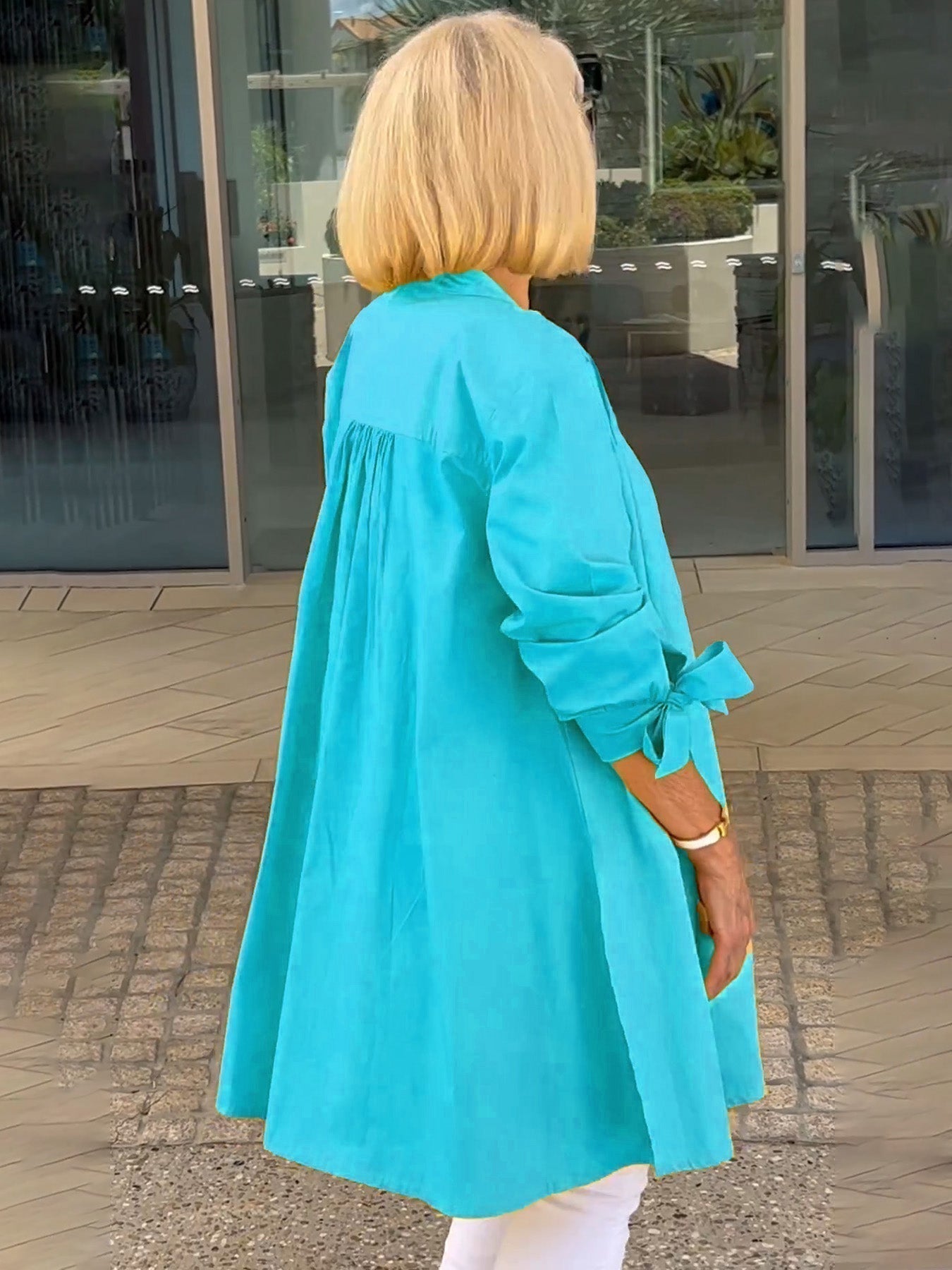 Liora™ - Veste Chemise Longue Boutonnée en Coton (Aujourd'hui seulement : 1 acheté = 1 offert !)