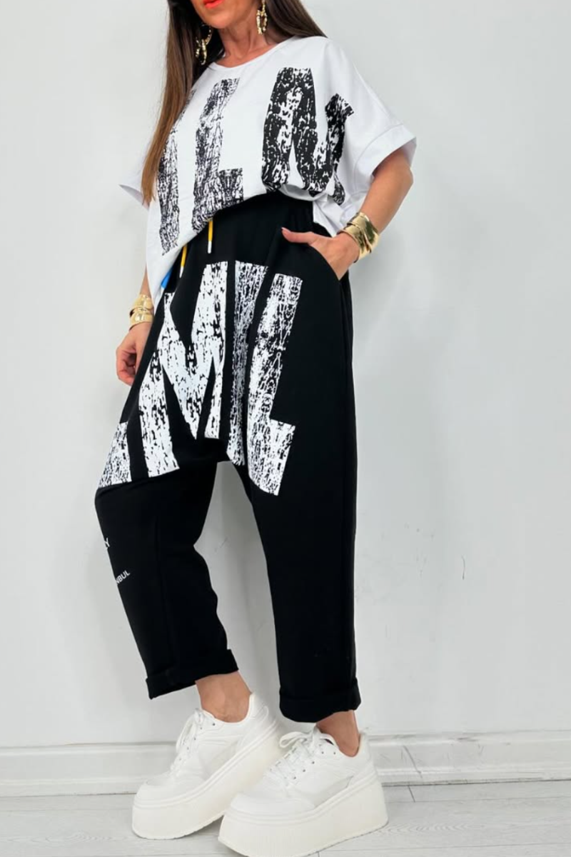 Kirelle™ - Ensemble décontracté femme top imprimé col rond et pantalon