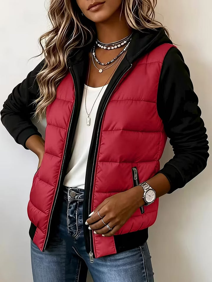 Roosje - Veste matelassée femme à capuche et manches longues bicolores