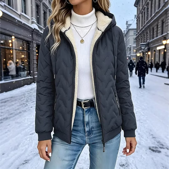 Pieternel - Veste polaire à capuche avec doublure chaude et poches pour femme