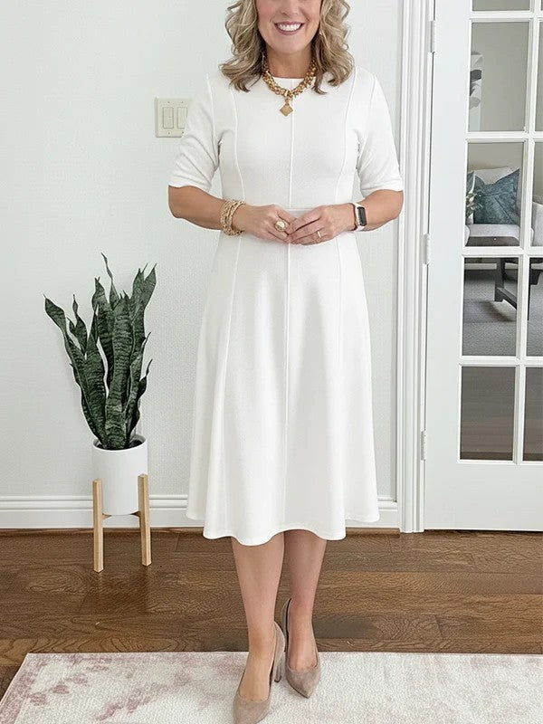 Quirinae™ - Robe Midi Élégante À Coupe Évasée Et Manches