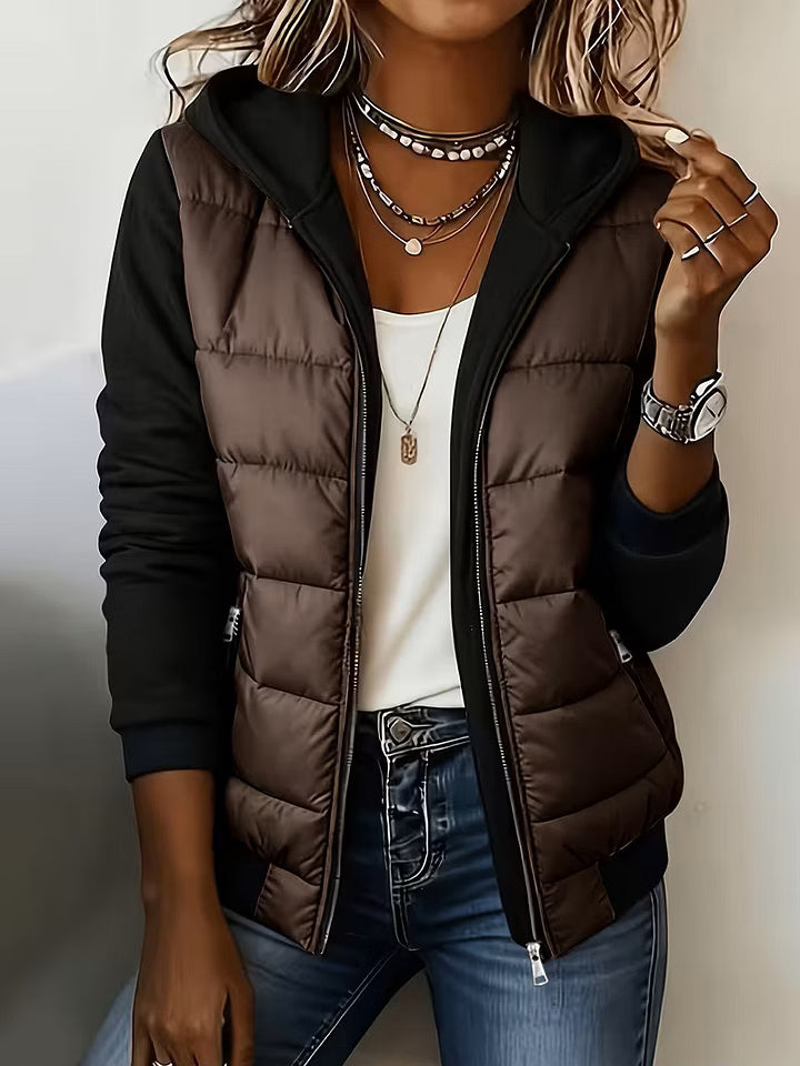Roosje - Veste matelassée femme à capuche et manches longues bicolores