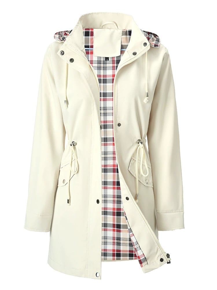 Geertruida - Imperméable femme long à capuche détachable et doublure