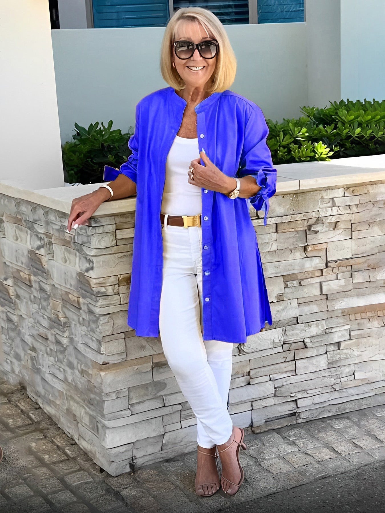 Liora™ - Veste Chemise Longue Boutonnée en Coton (Aujourd'hui seulement : 1 acheté = 1 offert !)