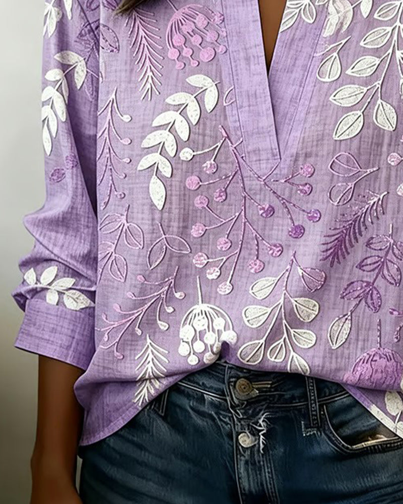 Pelyxa™ - Blouse femme florale coton coupe régulière élégante été