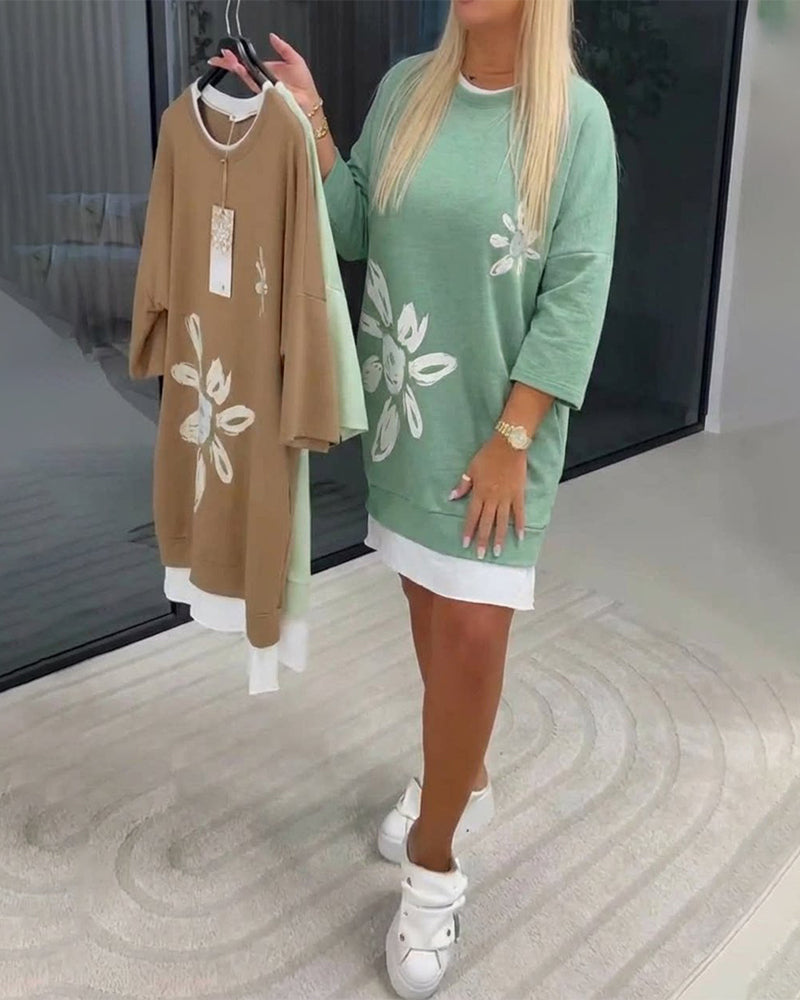 Ravessa™ - Robe Décontractée Style Sweat À Motif Floral