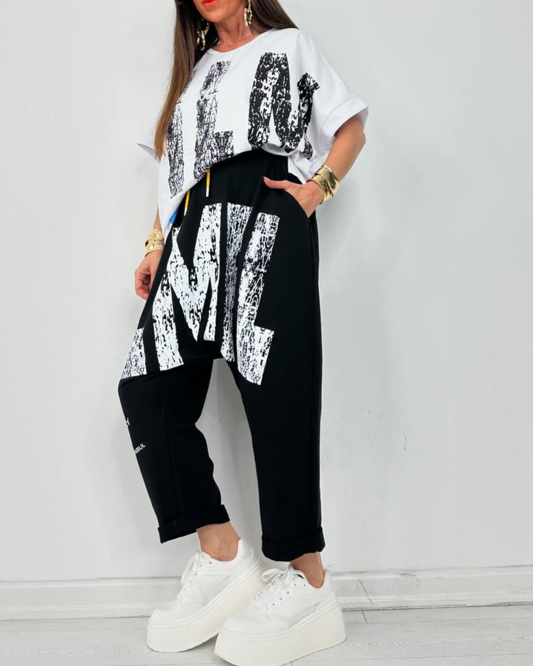 Kirelle™ - Ensemble décontracté femme top imprimé col rond et pantalon