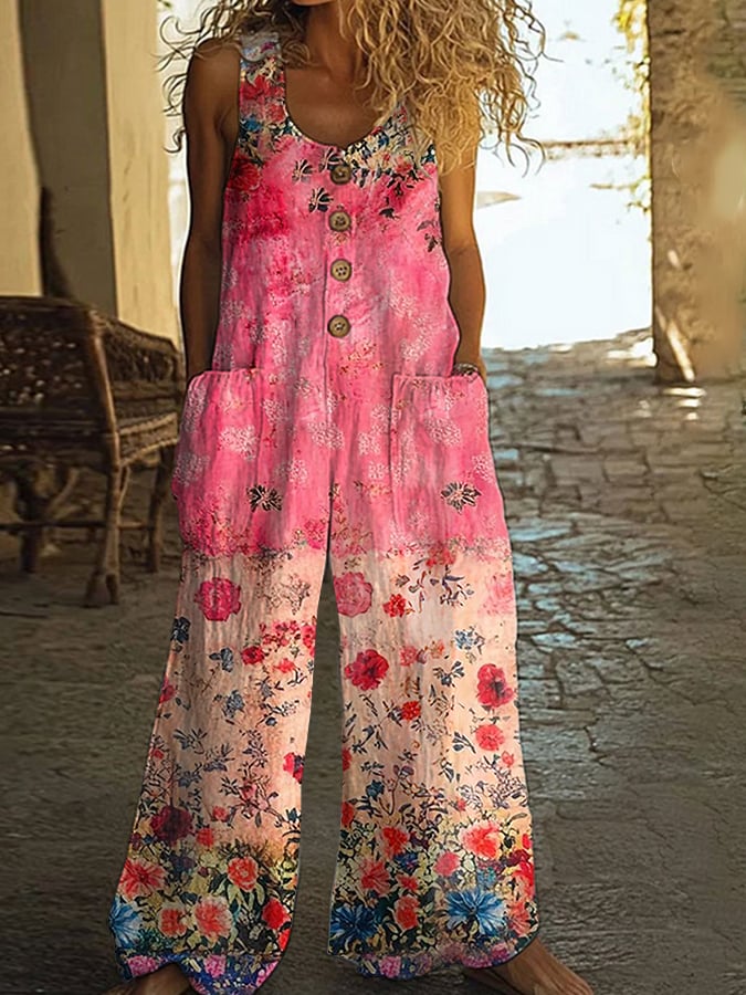 Lunelle™ - Combinaison Vintage pour Femme avec Motif Floral en Patchwork