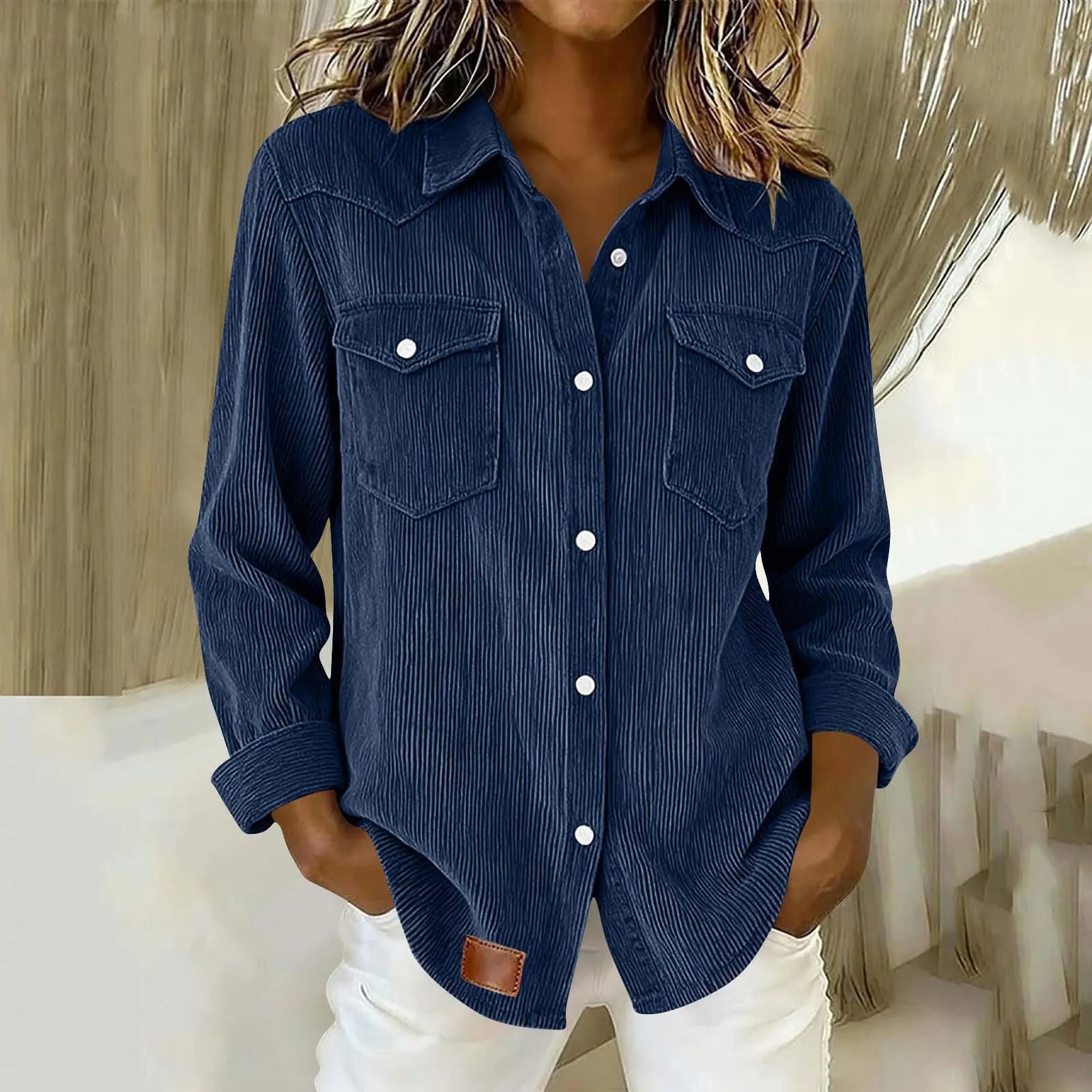 Sigrid - Chemise femme rayée boutonnée avec poches