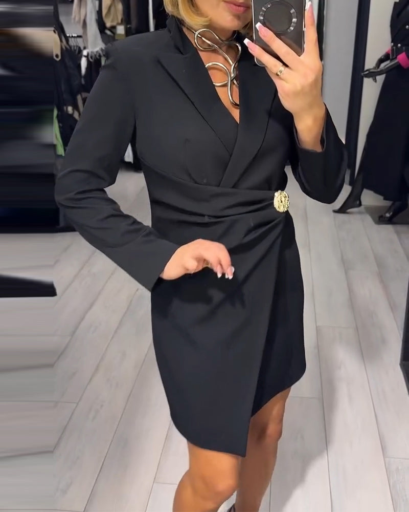 Selinavora - Robe Ajustée à Col de Costume