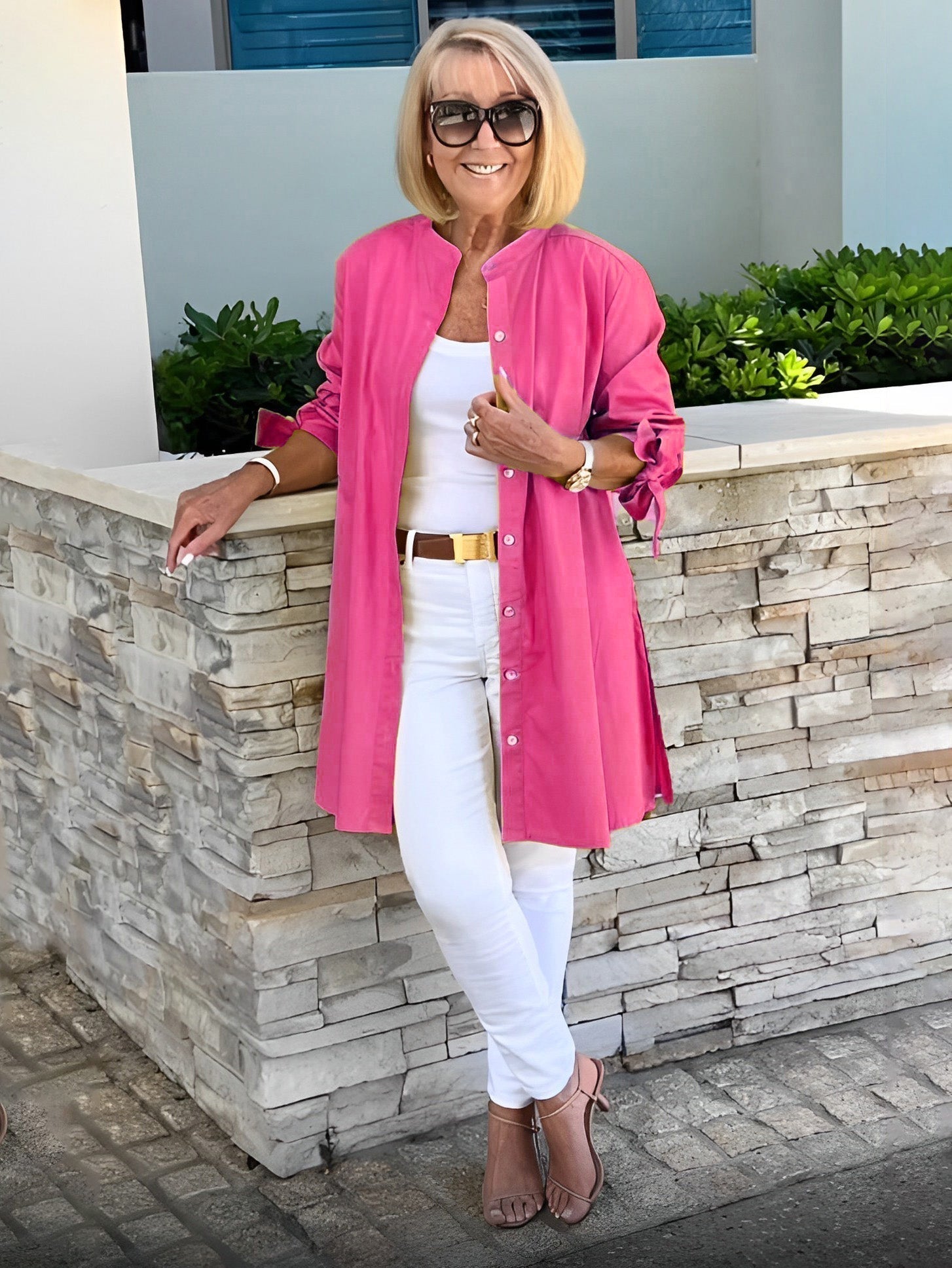 Liora™ - Veste Chemise Longue Boutonnée en Coton (Aujourd'hui seulement : 1 acheté = 1 offert !)