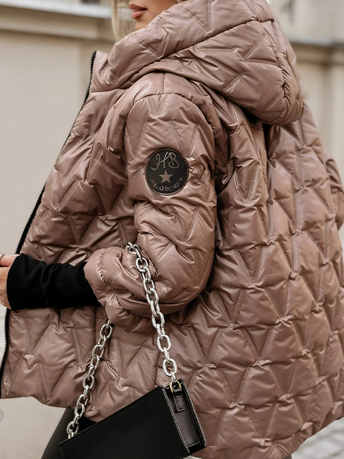 Liselore - Veste femme matelassée à capuche avec motif diamant