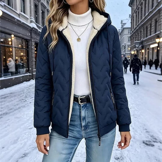 Pieternel - Veste polaire à capuche avec doublure chaude et poches pour femme
