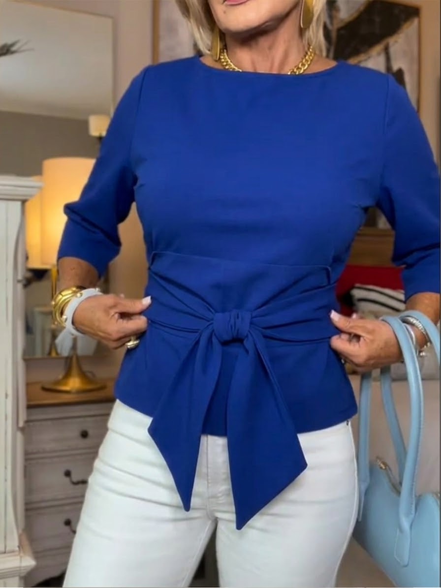Lethira™ - Top Femme Coton Coupe Ample avec Nœud Ajustable