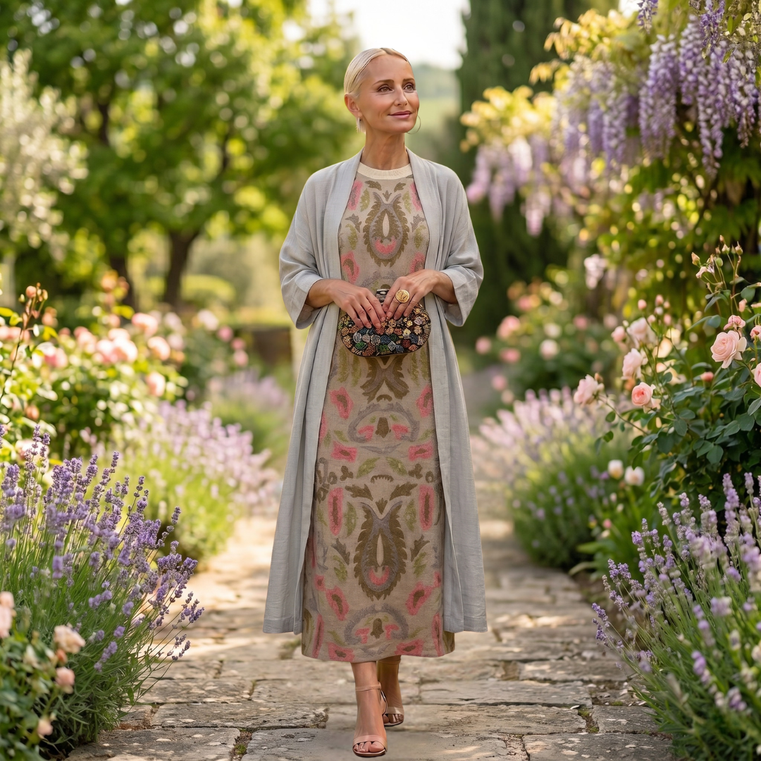Dorynna - Ensemble Femme : Robe Longue Imprimée avec Gilet Assorti