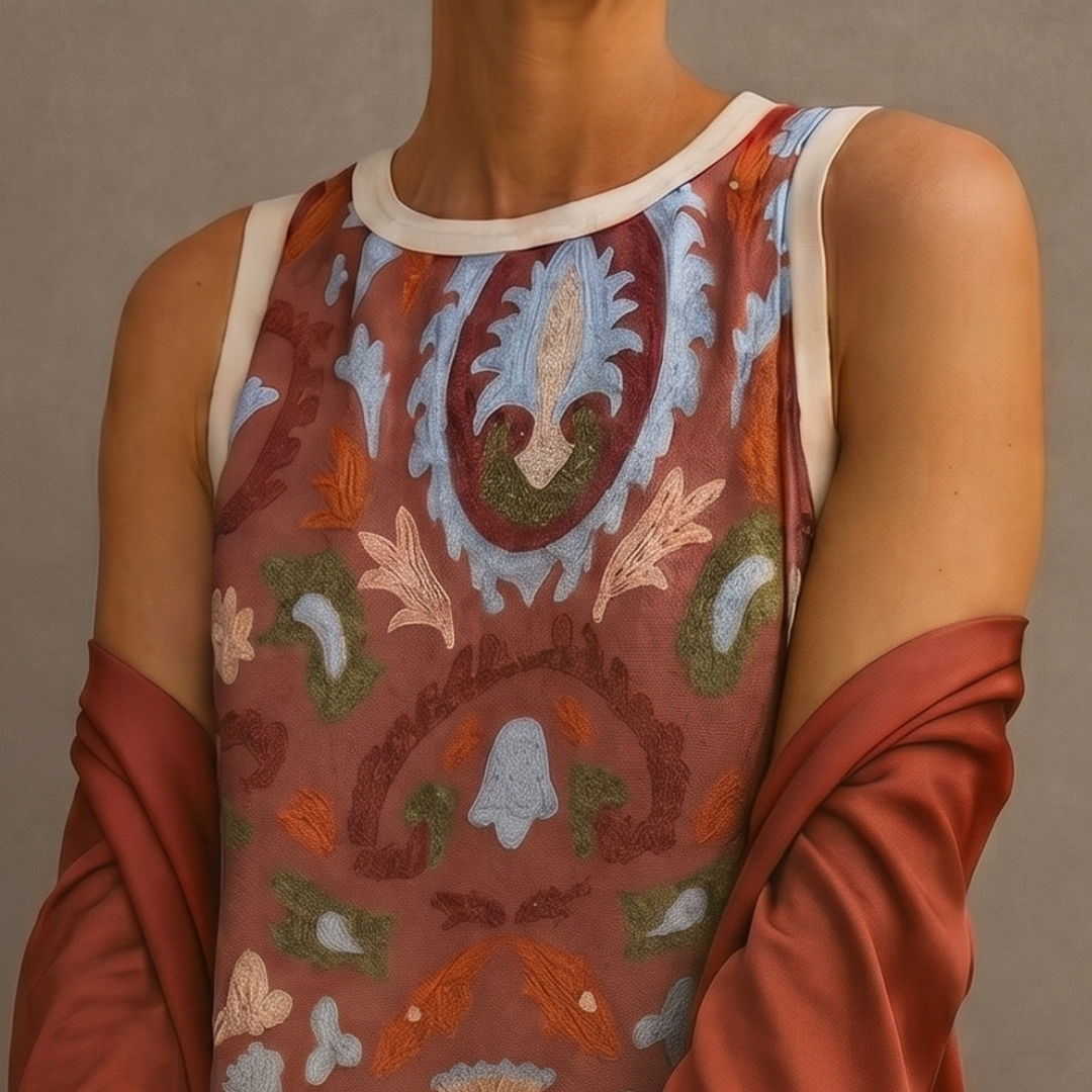 Dorynna - Ensemble Femme : Robe Longue Imprimée avec Gilet Assorti