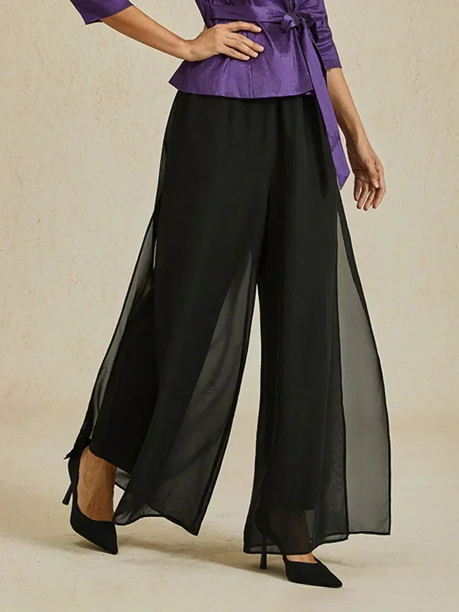 Marilivra - Pantalon À Jambes Droites Avec Fente En Chiffon