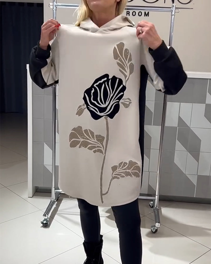 Kalirissa - Robe à Capuche avec Imprimé Fleuri