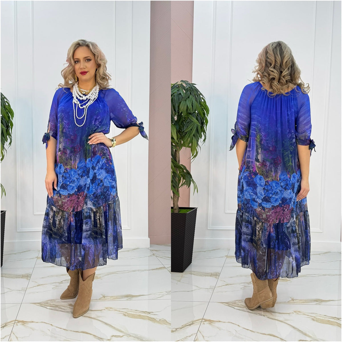 Kalirra - Robe Longue à Imprimé Floral Dégradé