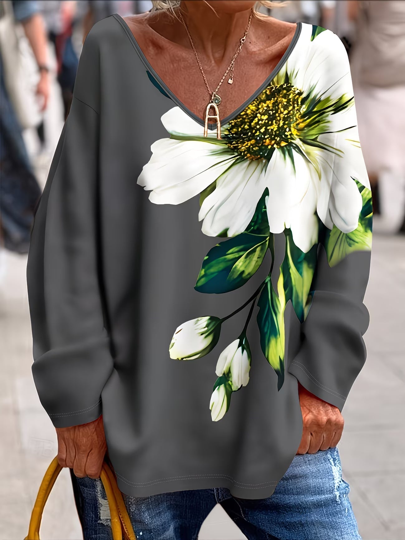 Olivira™ - Haut Ample À Motif Floral Inspiré De La Nature