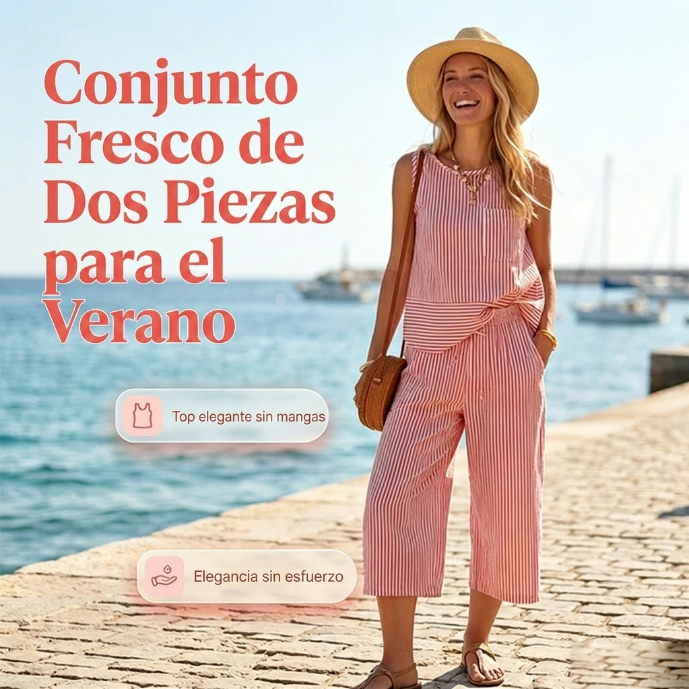 Iloria - Ensemble femme rayé en viscose avec pantalon capri