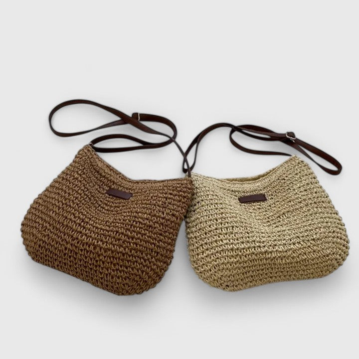 Mirelina™ - Sac femme bandoulière raphia tressé style boho naturel