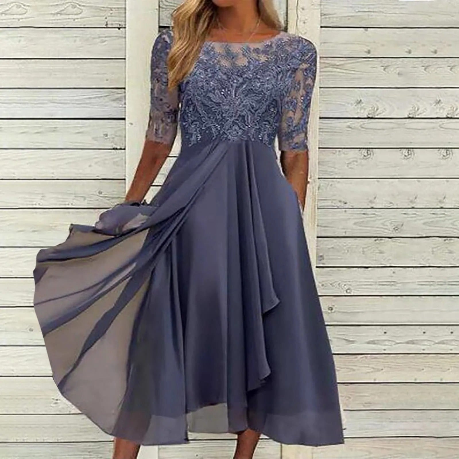 Amya™ - Robe Élégante en Chiffon Brodé