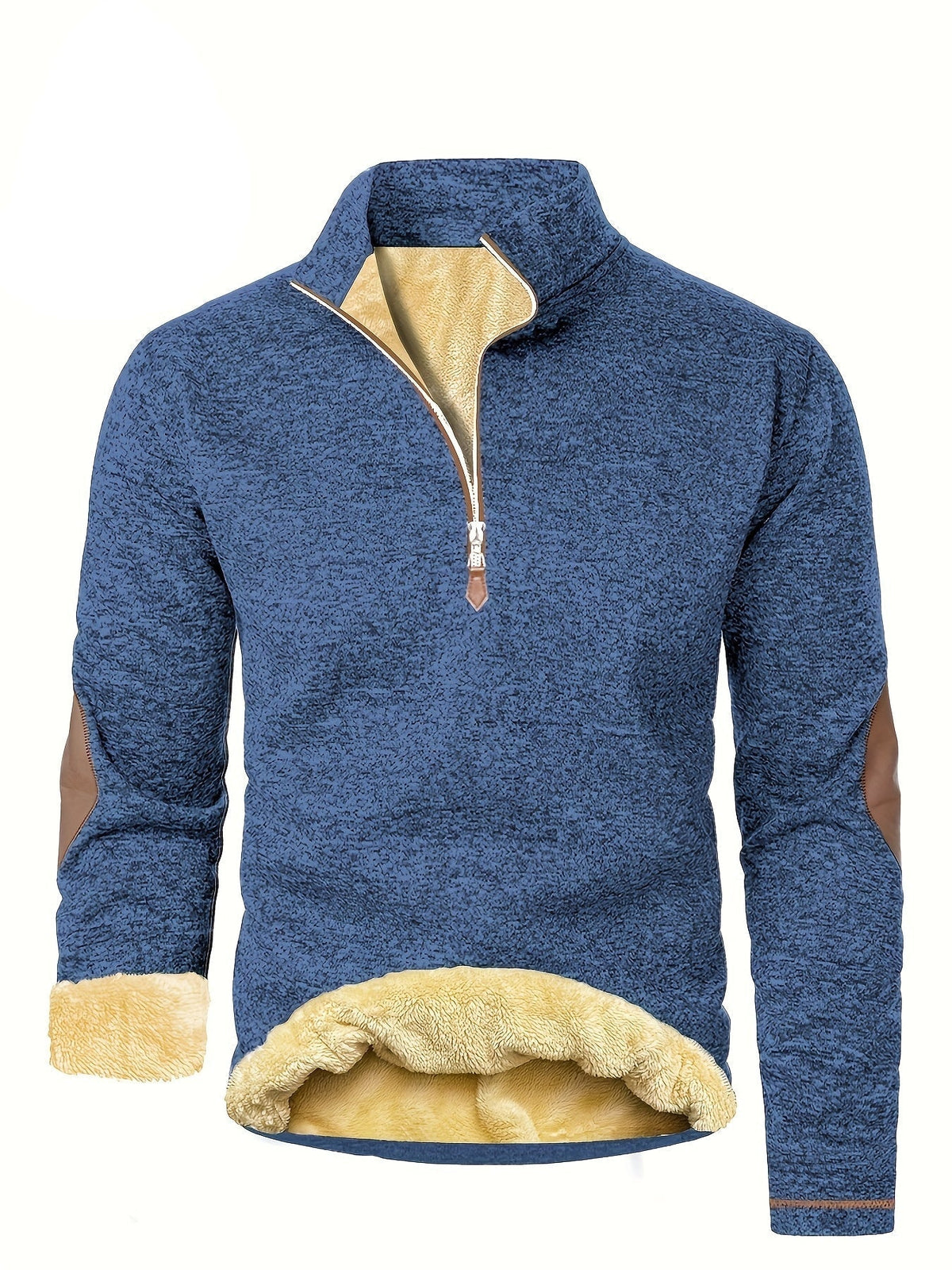 Damian - Pull polaire homme à col montant zippé et doublure chaude